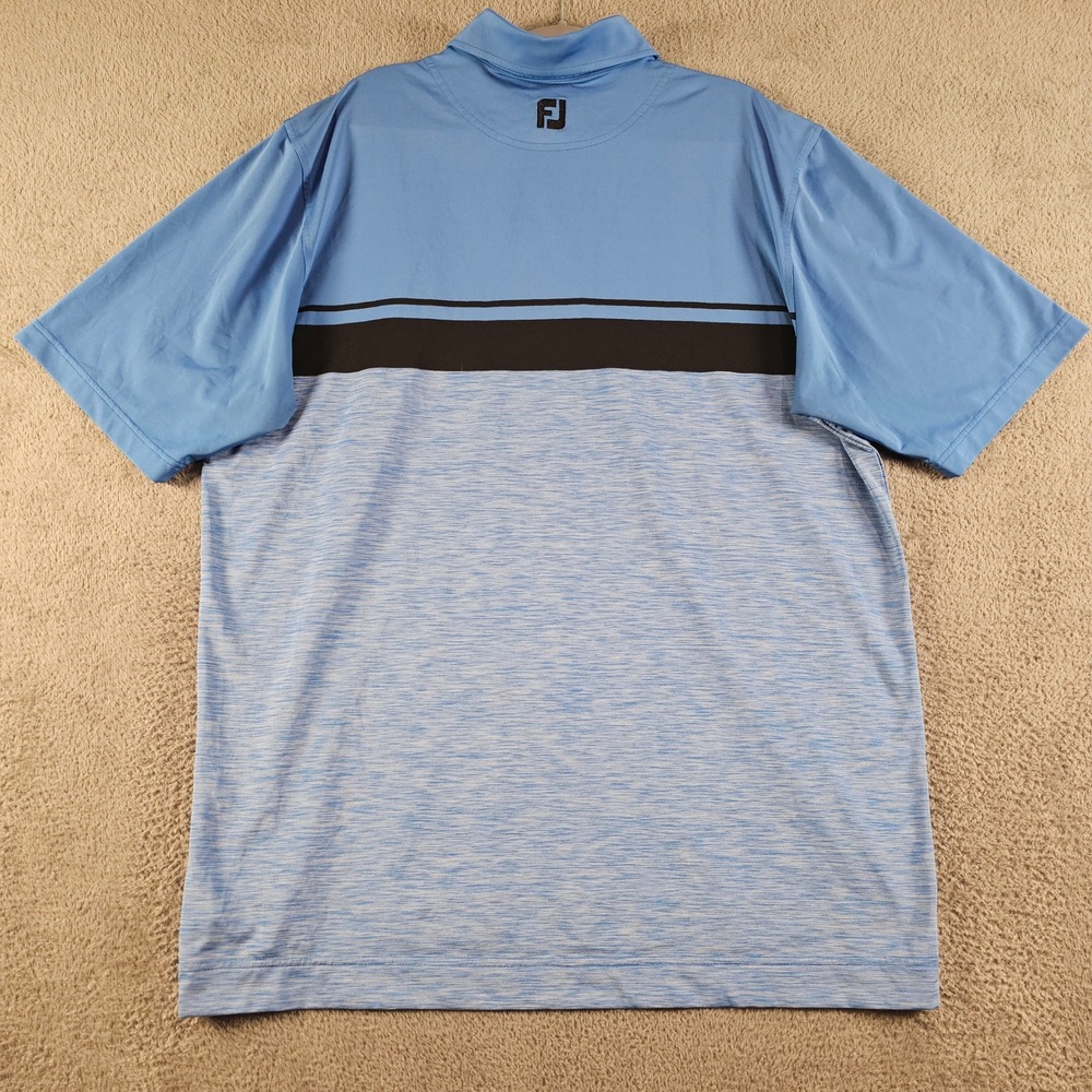 FootJoy Mens XL ProDry Golf Polo Shirt Blue Colorblock Striped Performance Short - Picture 2 of 6